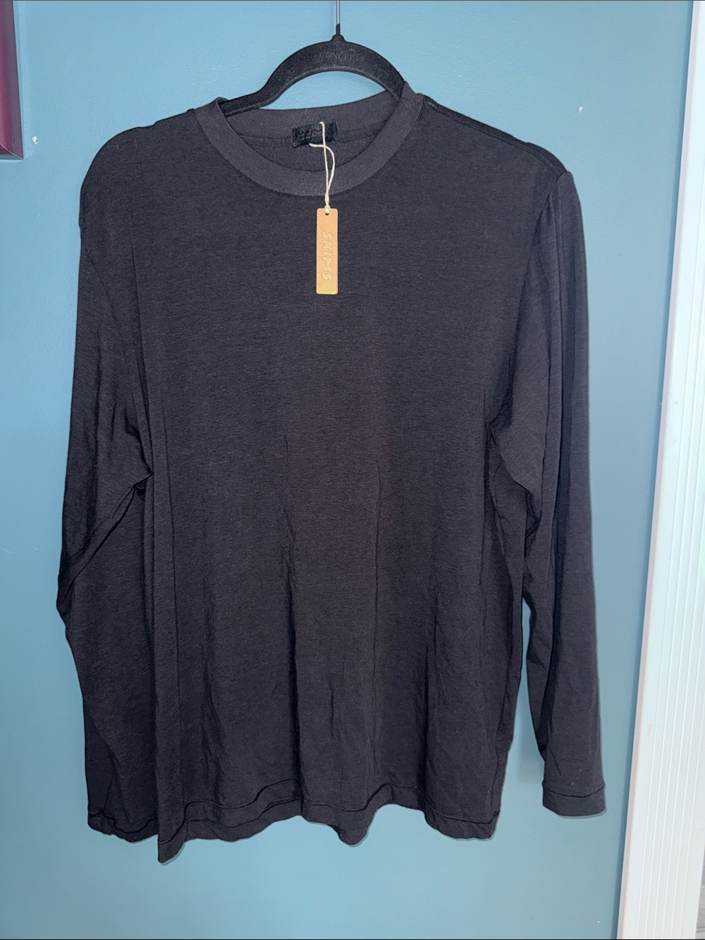 SKIMS Black Long Sleeve Crewneck Tee